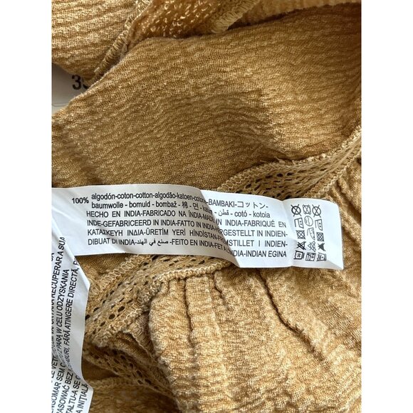 Zara Mustard Yellow Ruffled Cropped Sleeveless Top S Cotton Blend - Picture 5 of 9